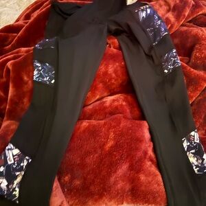 Elegant Black Leggings with Blue Accents